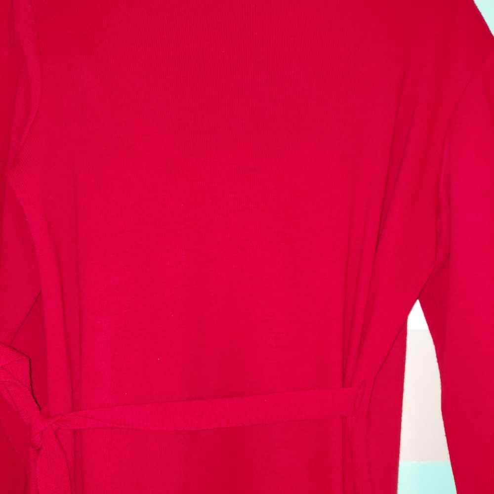 Red Wool Dress Wrap With String - image 3